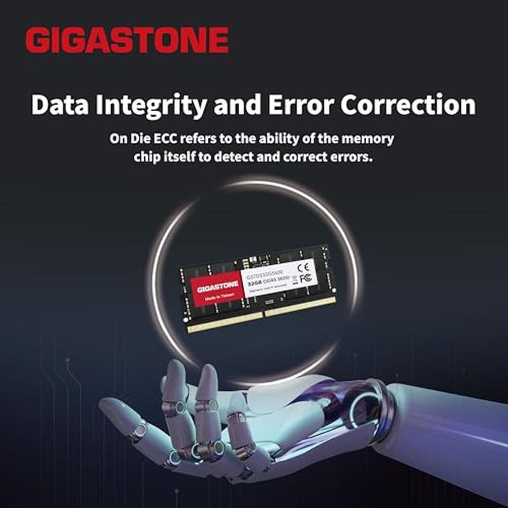 DDR5 RAM: GIGASTONE 32GB DDR5 4800MHz PC5-38400 CL40 1.1V – Close-up Detail