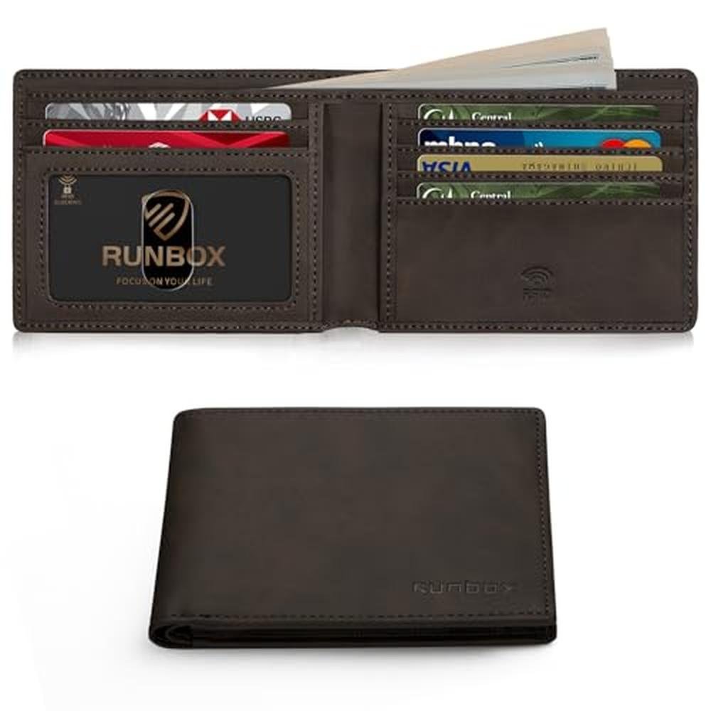 RUNBOX Wallet for Men Slim Leather Bifold RFID Blocking – Front View