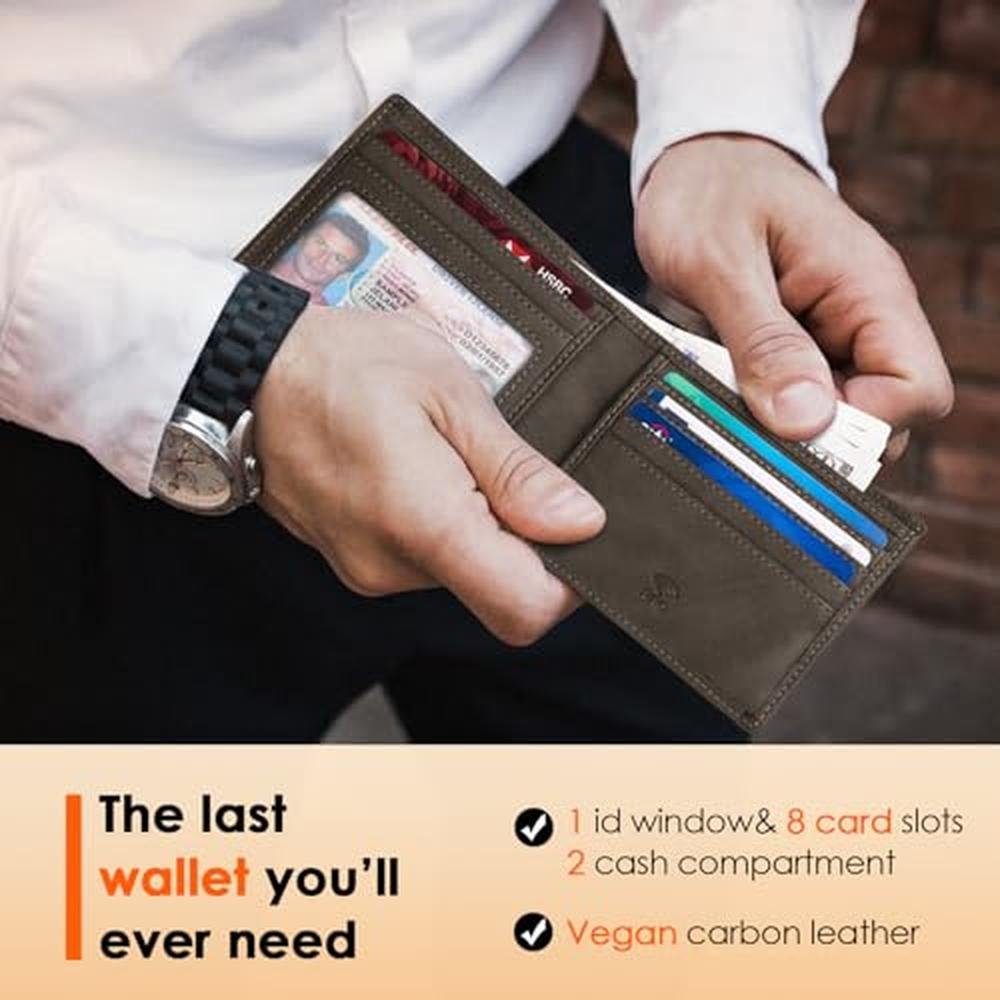 RUNBOX Wallet for Men Slim Leather Bifold RFID Blocking – Side View