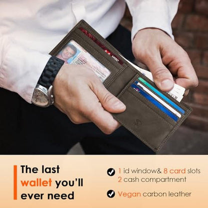 RUNBOX Wallet for Men Slim Leather Bifold RFID Blocking – Side View