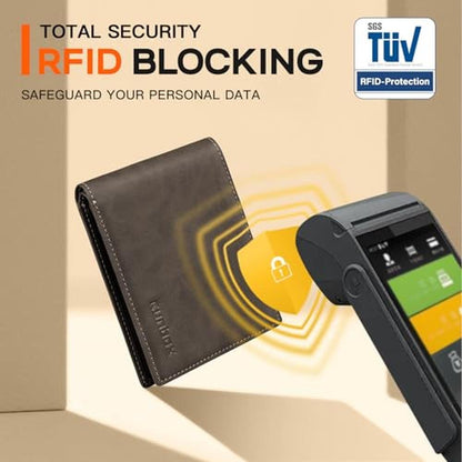 RUNBOX Wallet for Men Slim Leather Bifold RFID Blocking – In Use