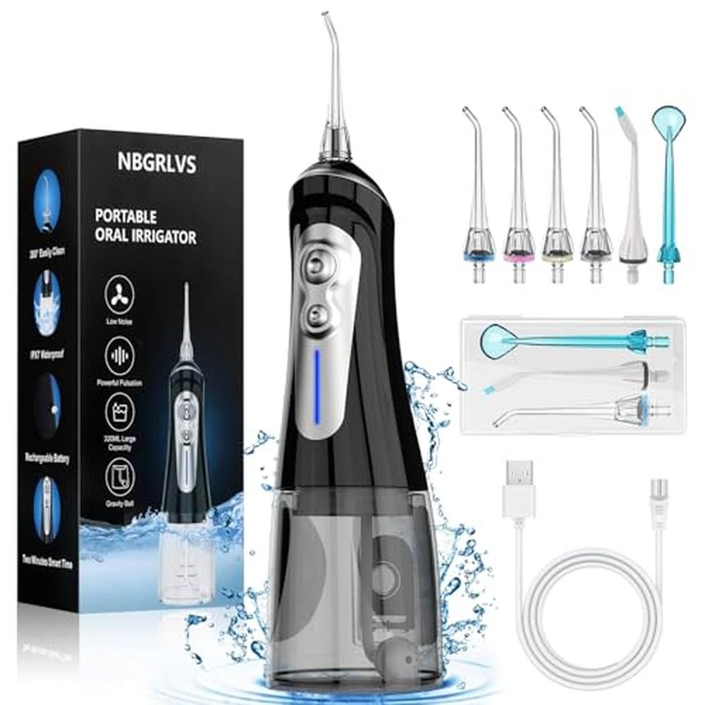 NBGRLVS Water Dental Flosser: Cordless 6 Modes Portable – Front View