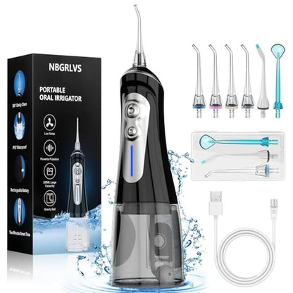 NBGRLVS Water Dental Flosser: Cordless 6 Modes Portable – Front View