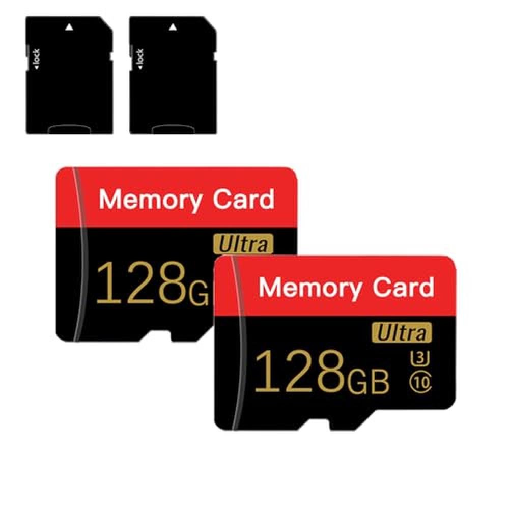 Memory 128: 2 Pack Micro Memory Card 128 GB with Adapter – Front View