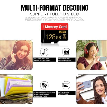 Memory 128: 2 Pack Micro Memory Card 128 GB with Adapter – In Use