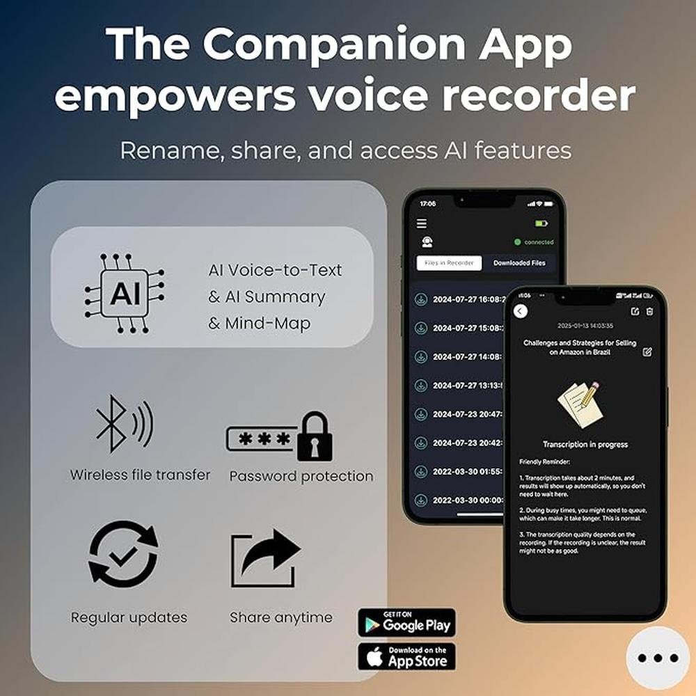 Voice Recorder: Focase Dictaphone with App for AI – Close-up Detail