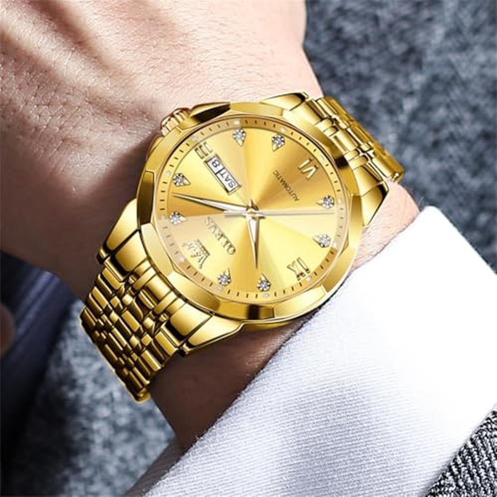 High-End Olevs Watch for Men: Automatic Classic Mechanical – Side View