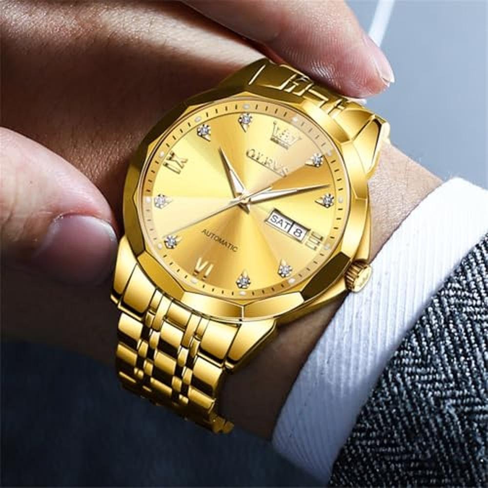 High-End Olevs Watch for Men: Automatic Classic Mechanical – Close-up Detail