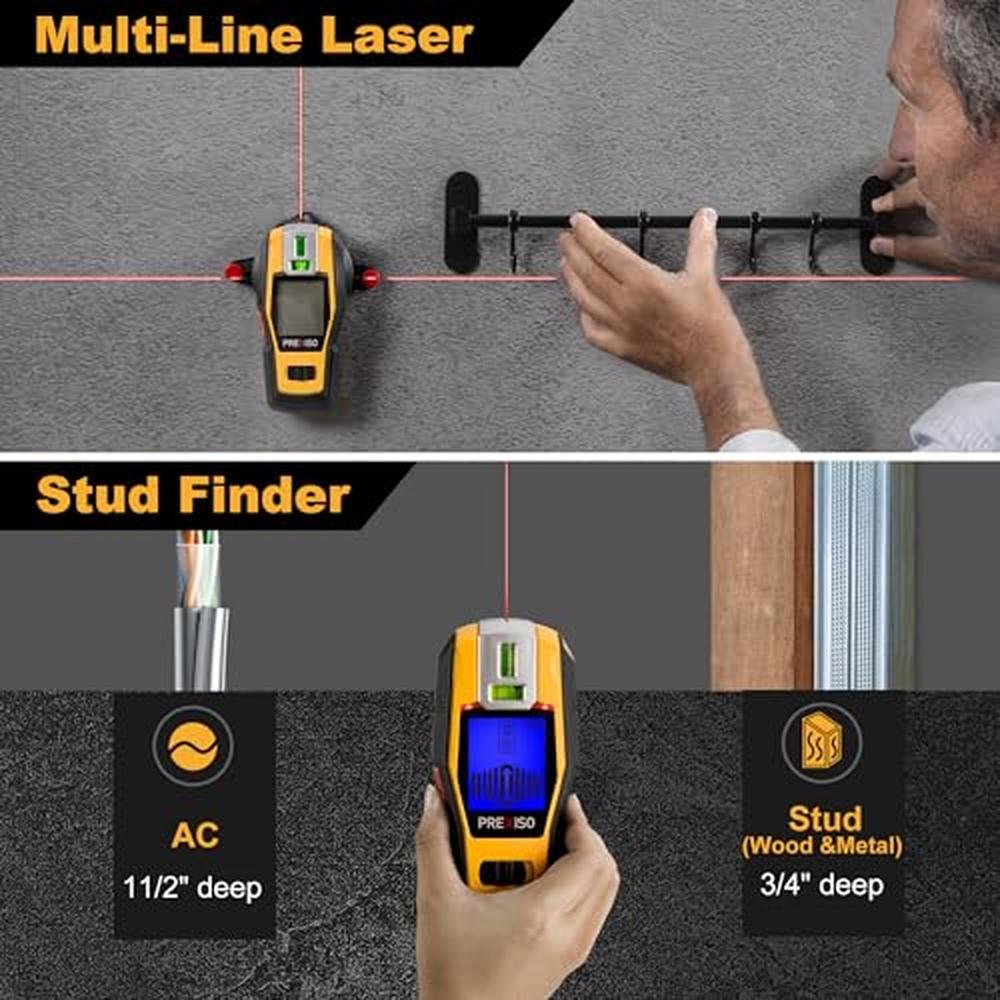Stud Laser: PREXISO 2-in-1 Stud Finder with Laser Level – Side View