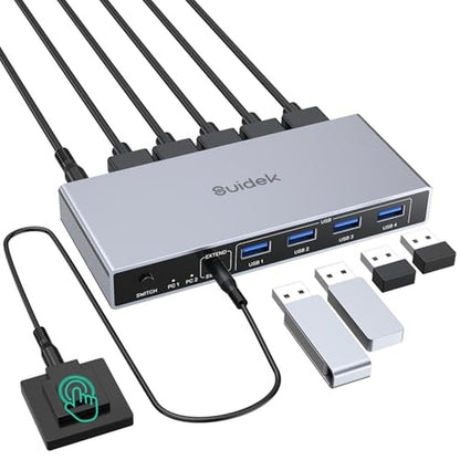 KVM Computers: SUIDEK HDMI KVM Switch 1 Monitor 2 Computers – Front View