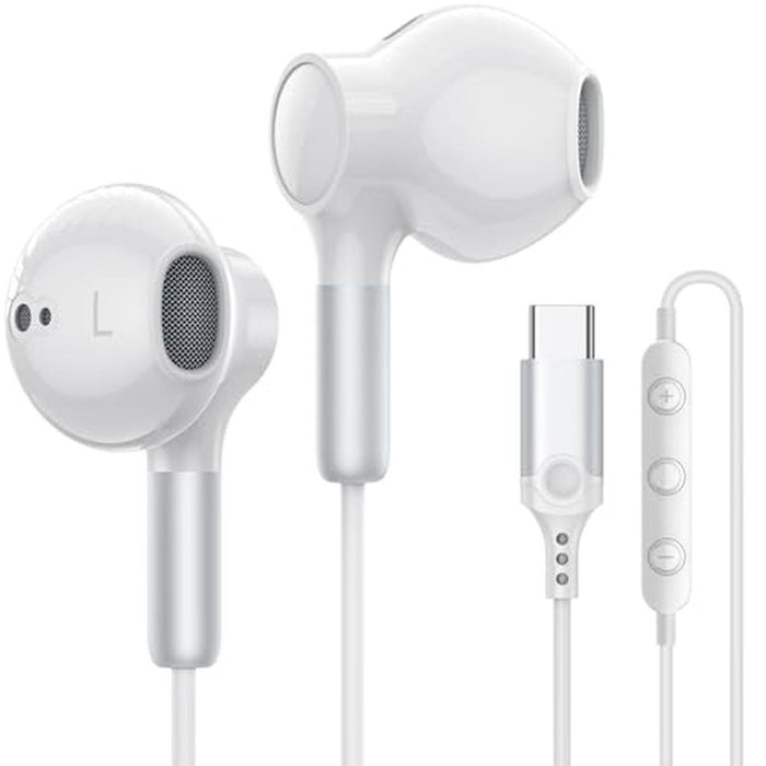 iPhone Headphones: USB C Earbuds for iPhone 16 – Front View