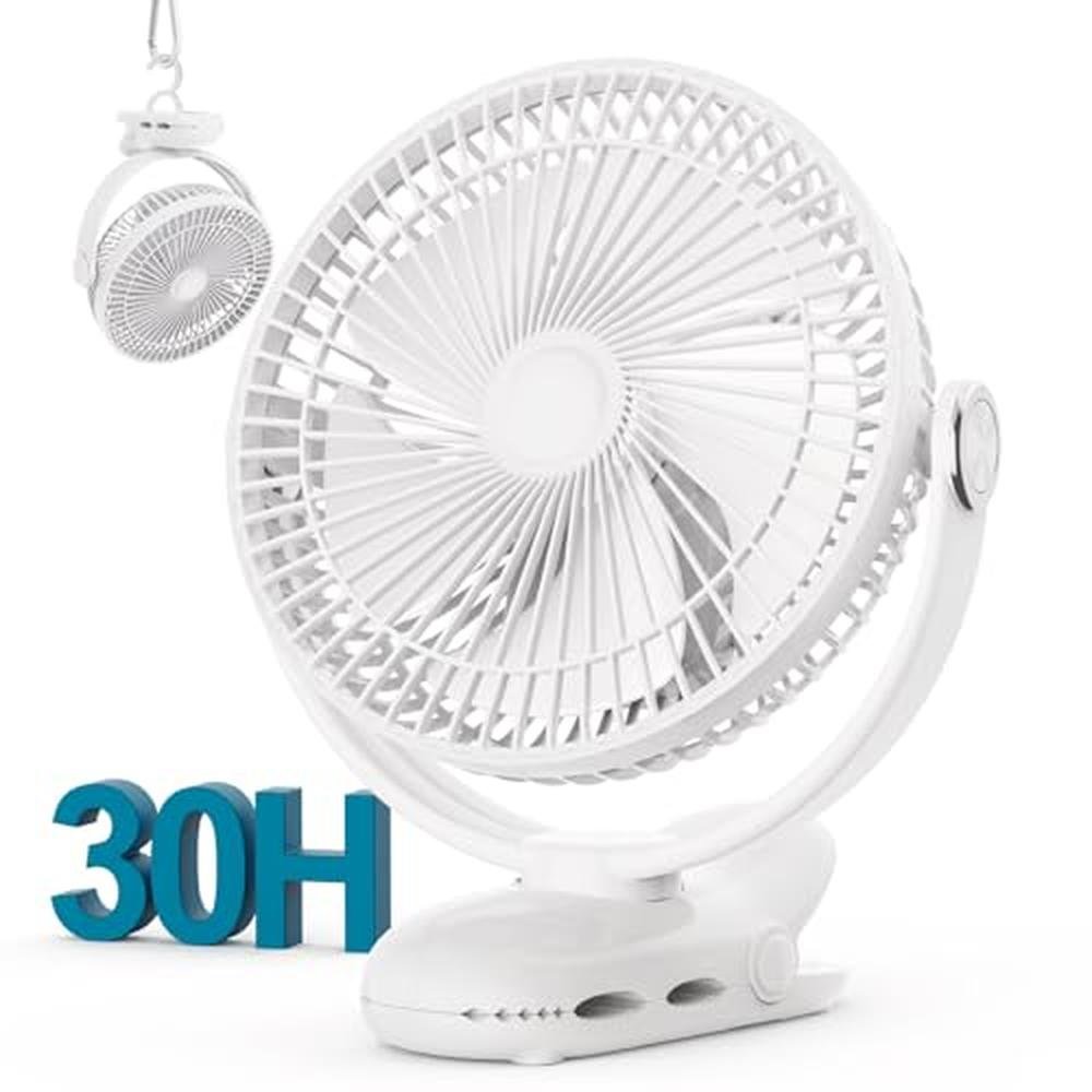 Fan Nuerst: Nuerst 10000mAh 30hrs Rechargeable Clip on Fan – Front View