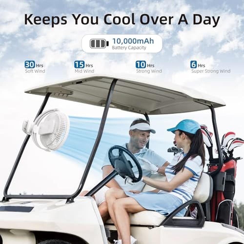 Fan Nuerst: Nuerst 10000mAh 30hrs Rechargeable Clip on Fan – Side View