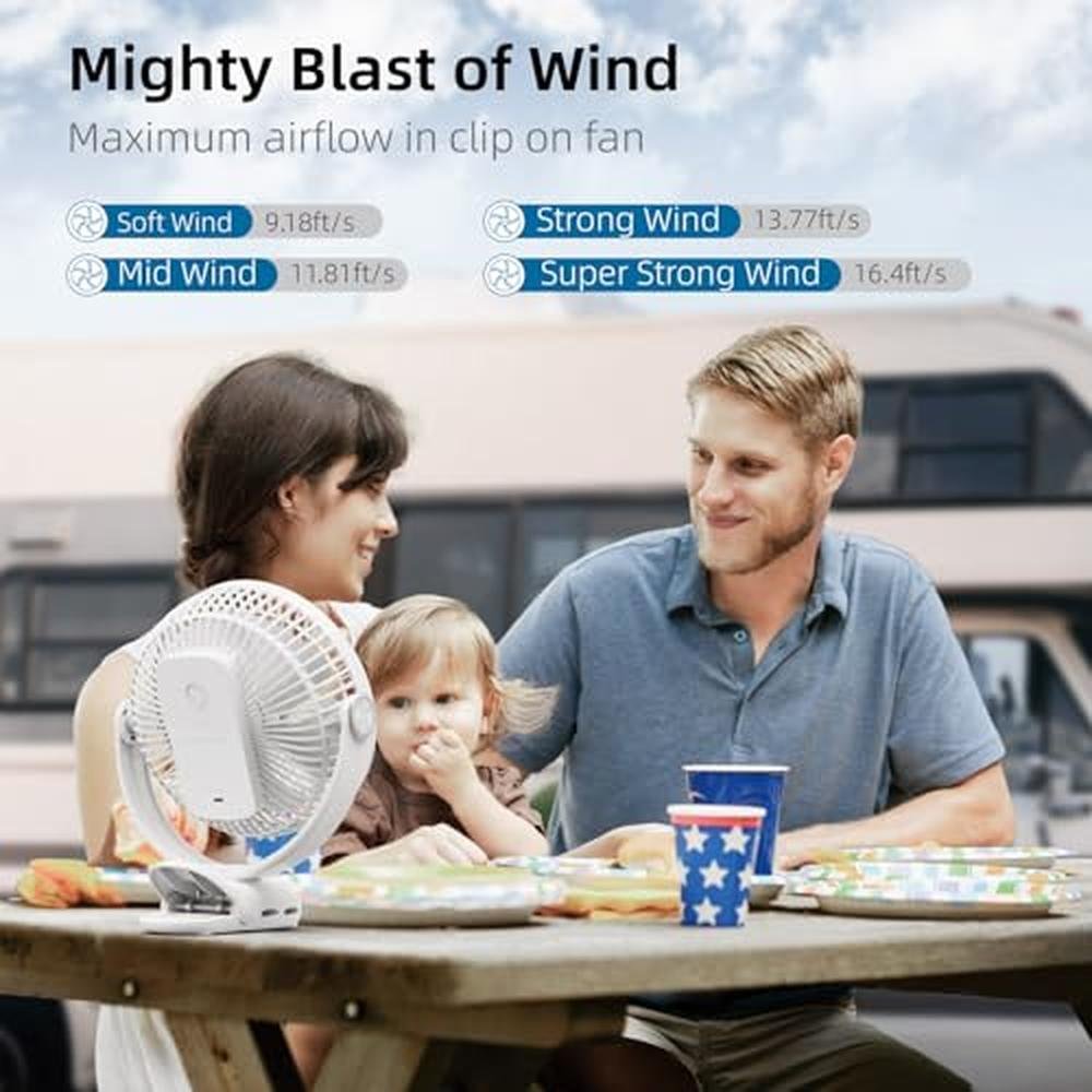 Fan Nuerst: Nuerst 10000mAh 30hrs Rechargeable Clip on Fan – Close-up Detail