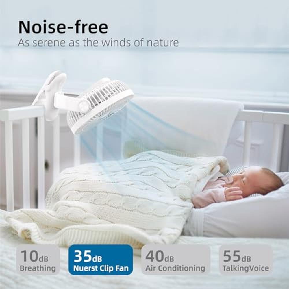 Fan Nuerst: Nuerst 10000mAh 30hrs Rechargeable Clip on Fan – In Use