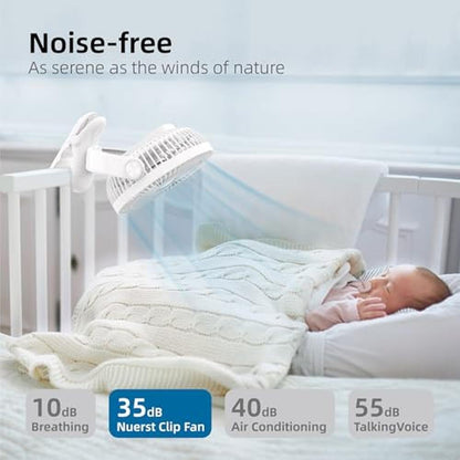 Fan Nuerst: Nuerst 10000mAh 30hrs Rechargeable Clip on Fan – In Use