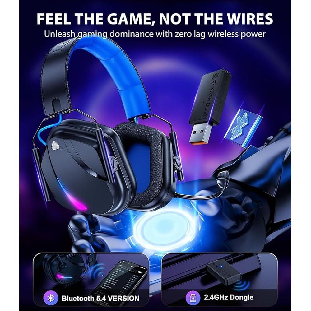 HW12 Wireless Gaming Headset with Microphone 2.4GHz – Side View