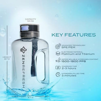 Hydrogen Water: Zen Refresh 50 Oz Hydrogen Water Bottle – Close-up Detail