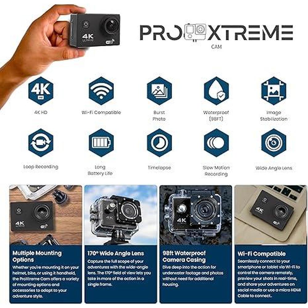 Pro Xtreme 4K Action Camera: Ultra HD Waterproof Camera – Packaging