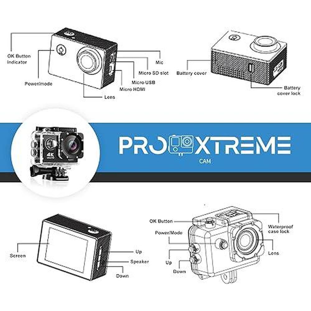 Pro Xtreme 4K Action Camera: Ultra HD Waterproof Camera – Side View