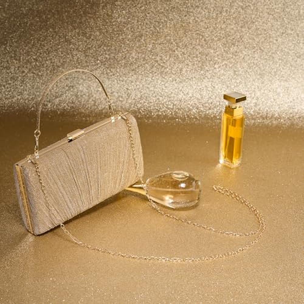 Kseymeir Clutch: Kseymeir Pleated Evening Handbag with Chain – In Use