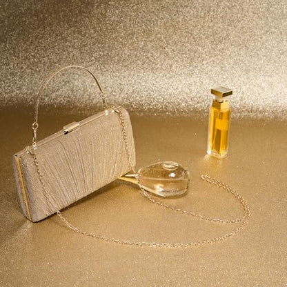 Kseymeir Clutch: Kseymeir Pleated Evening Handbag with Chain – In Use