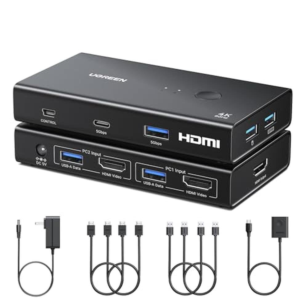 High-Performance 4K@60Hz HDMI KVM Switch for Dual Computer – Front View