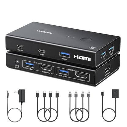 High-Performance 4K@60Hz HDMI KVM Switch for Dual Computer – Front View