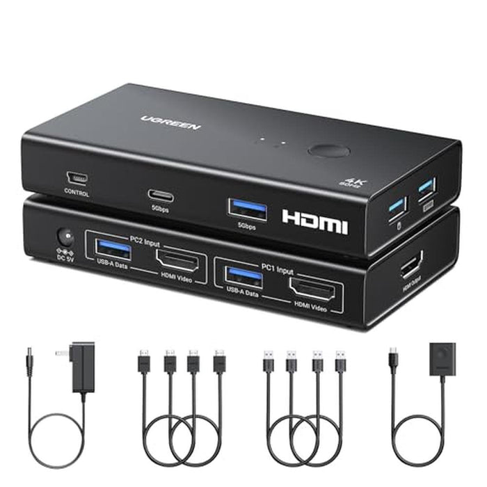 High-Performance 4K@60Hz HDMI KVM Switch for Dual Computer – Front View