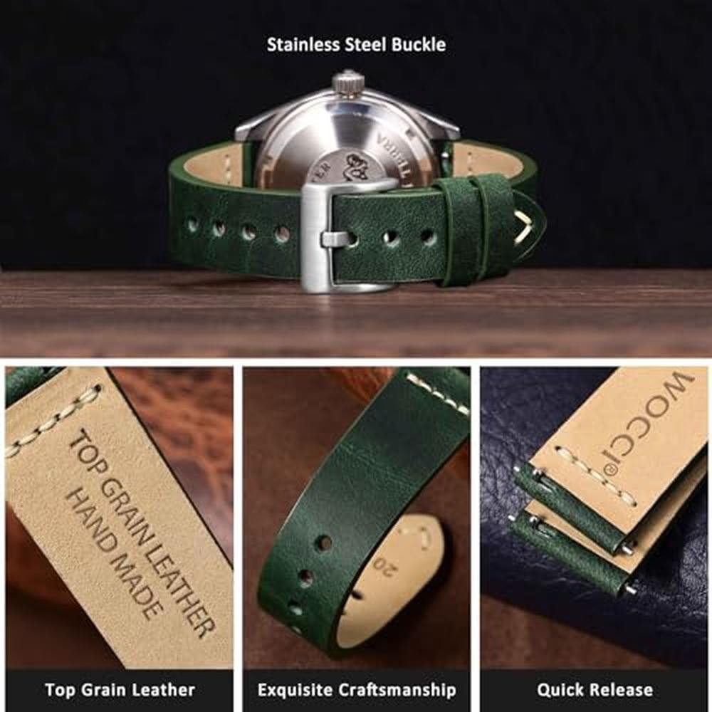 WOCCI 21mm: Old-Fashioned Watch Band for Men – Close-up Detail