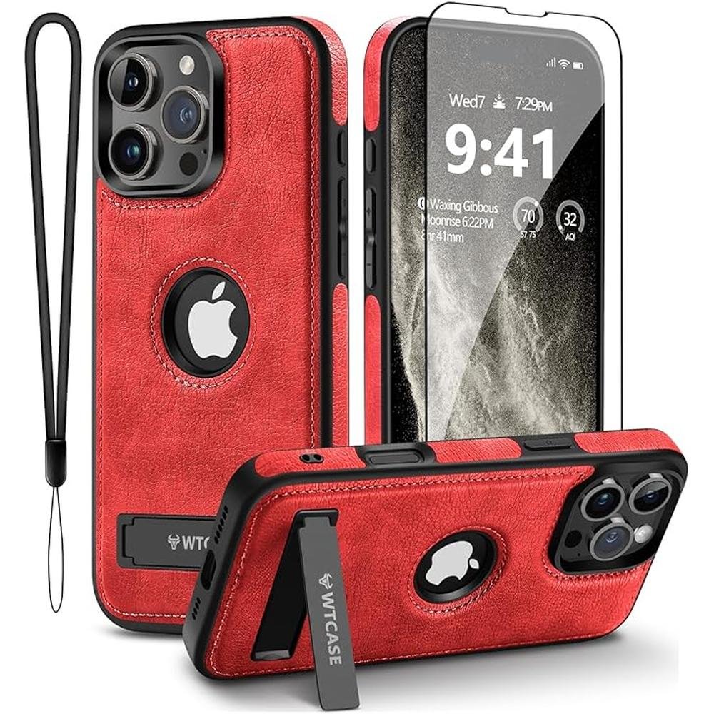 Iphone Compatible: Luxury Leather Case for Iphone 16 Pro Max – Front View