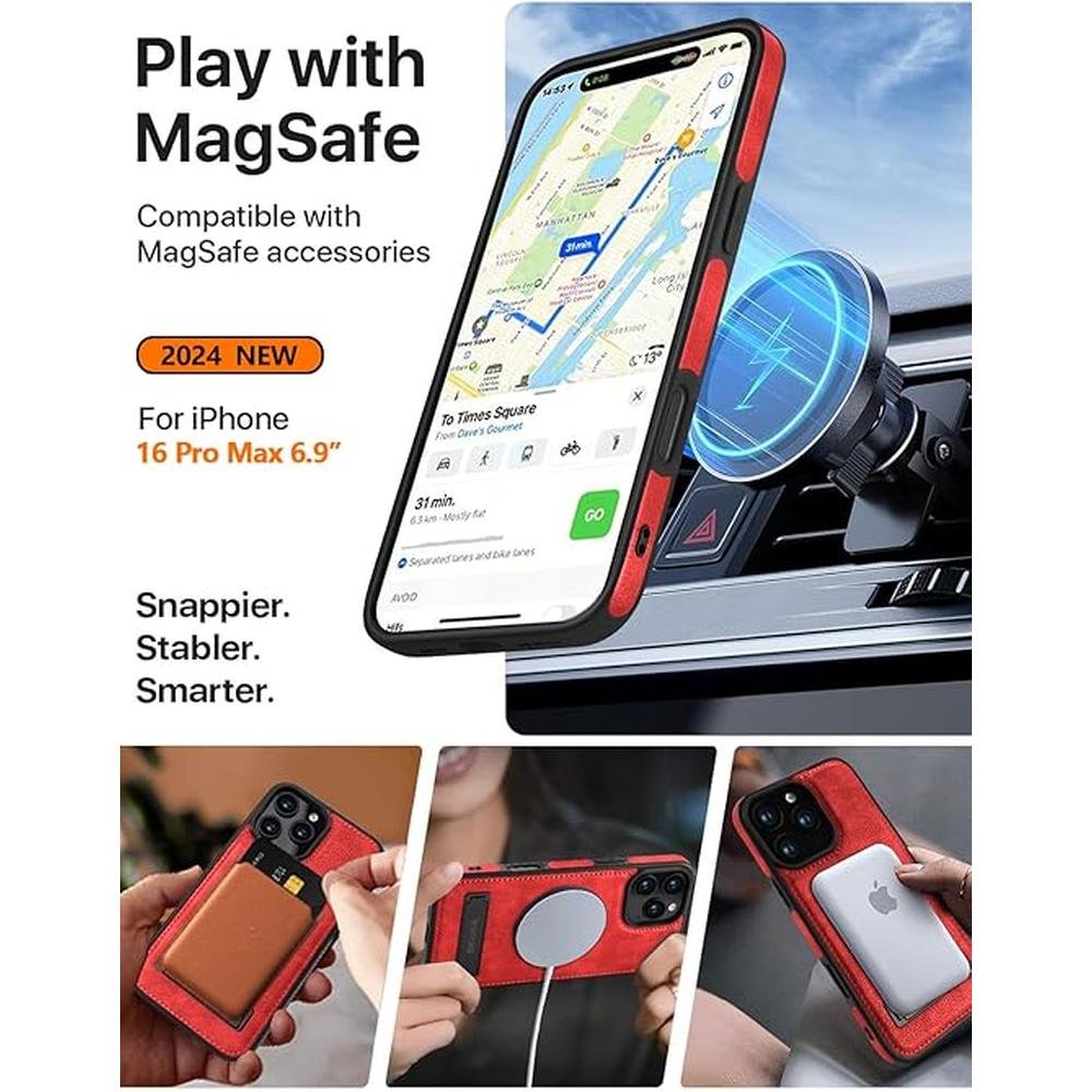 Iphone Compatible: Luxury Leather Case for Iphone 16 Pro Max – Close-up Detail