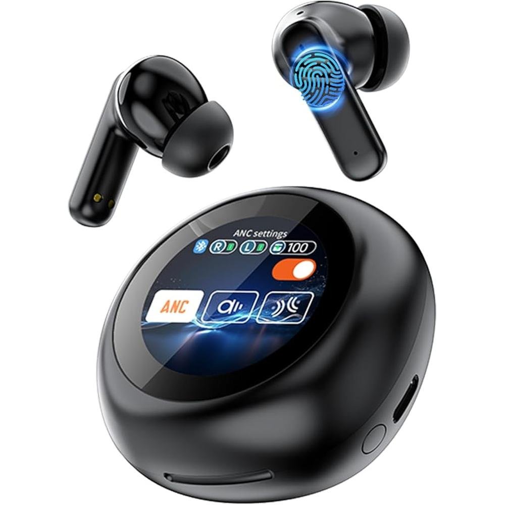 Wireless Earbuds: Touch Screen Bluetooth 5.4 Ear Buds – Front View