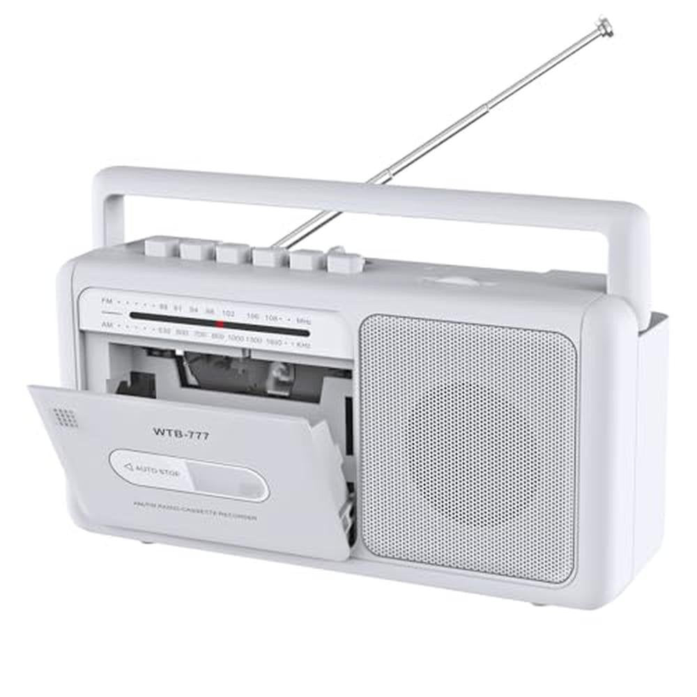 Cassette Tape Player: Bluetooth Boombox AM/FM Radio USB – Front View
