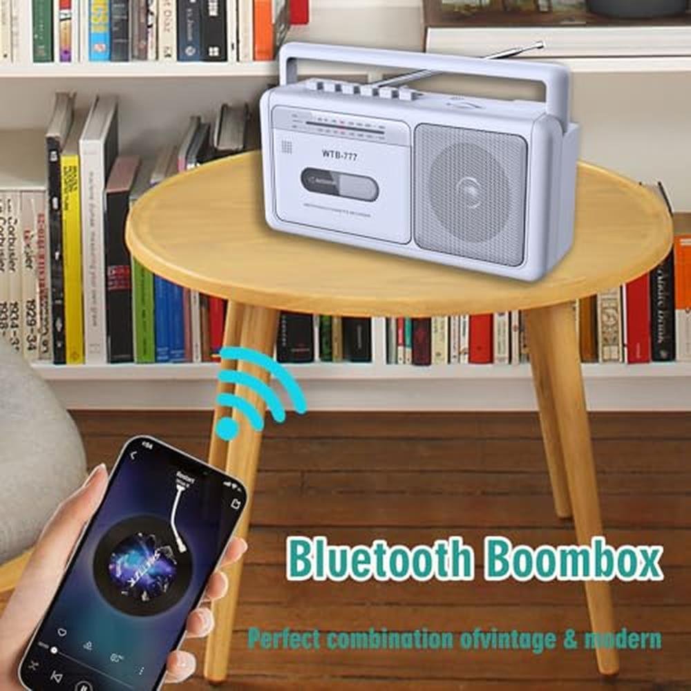 Cassette Tape Player: Bluetooth Boombox AM/FM Radio USB – In Use