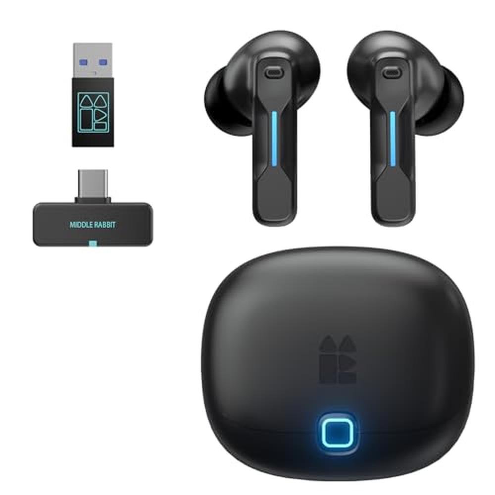 Middle Rabbit SW5 Wireless Gaming Earbuds with Mic – Front View