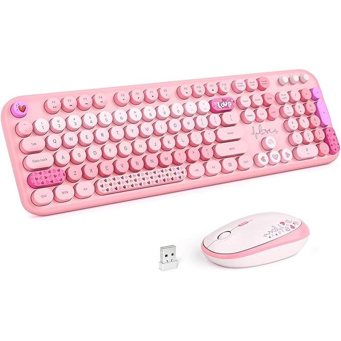 Wireless Keyboard Mouse: Mowux Full-Size Typewriter Retro – Front View