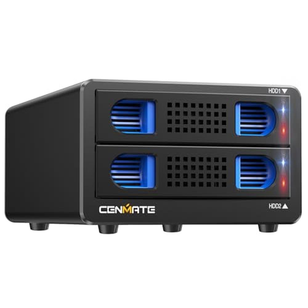 RAID Enclosure: CENMATE Aluminum Dual Bay Hard Drive RAID – Front View