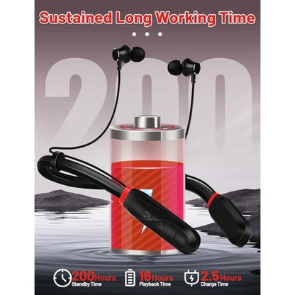 Neckband Headphones: TERUBIN Bluetooth 200H Long Playtime – Side View