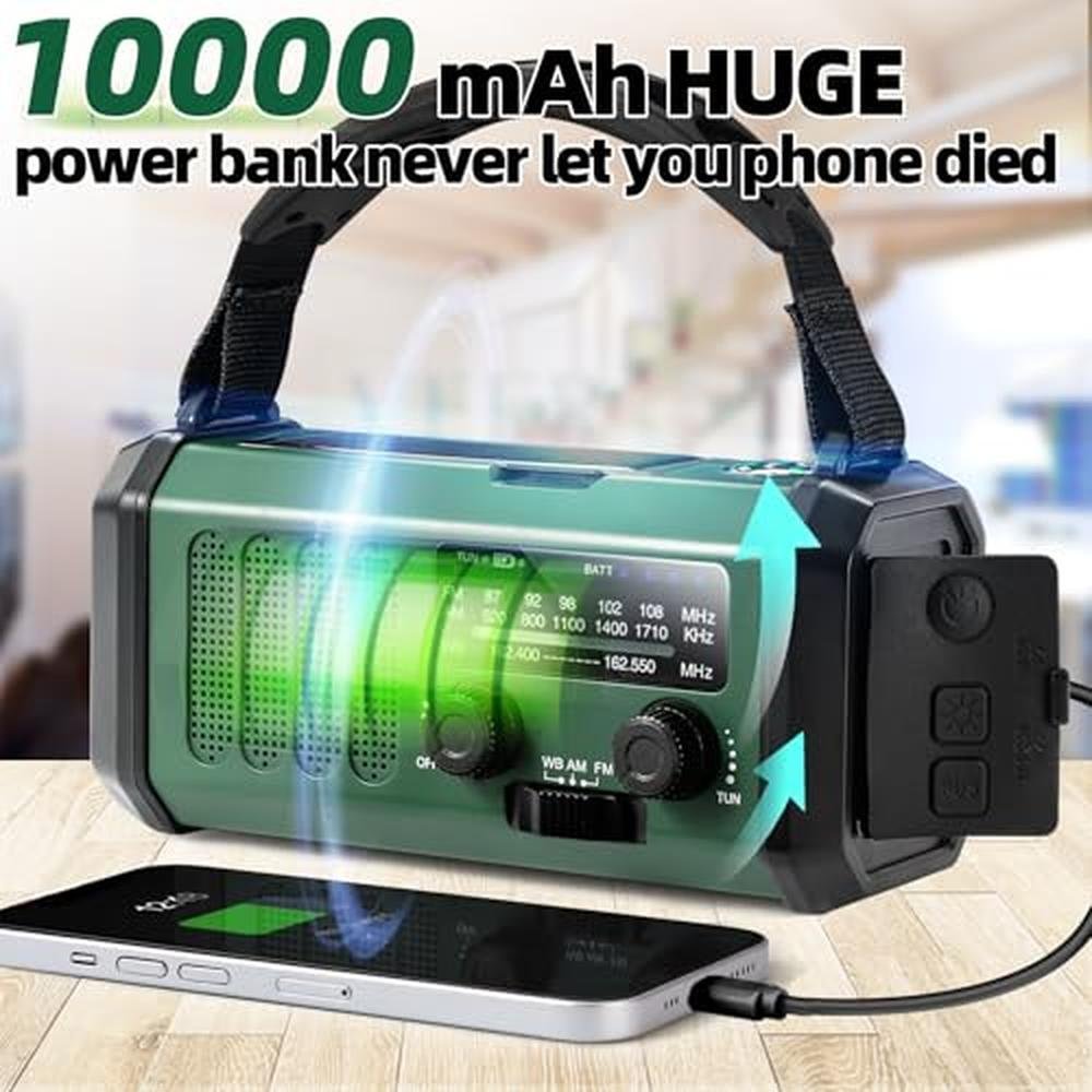 Hand Crank: QAUYYW Emergency Radio 37000mWh Solar Powered – Close-up Detail