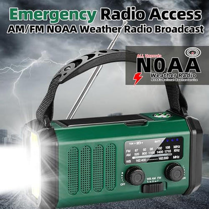 Hand Crank: QAUYYW Emergency Radio 37000mWh Solar Powered – In Use