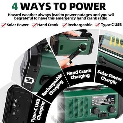 Hand Crank: QAUYYW Emergency Radio 37000mWh Solar Powered – Packaging