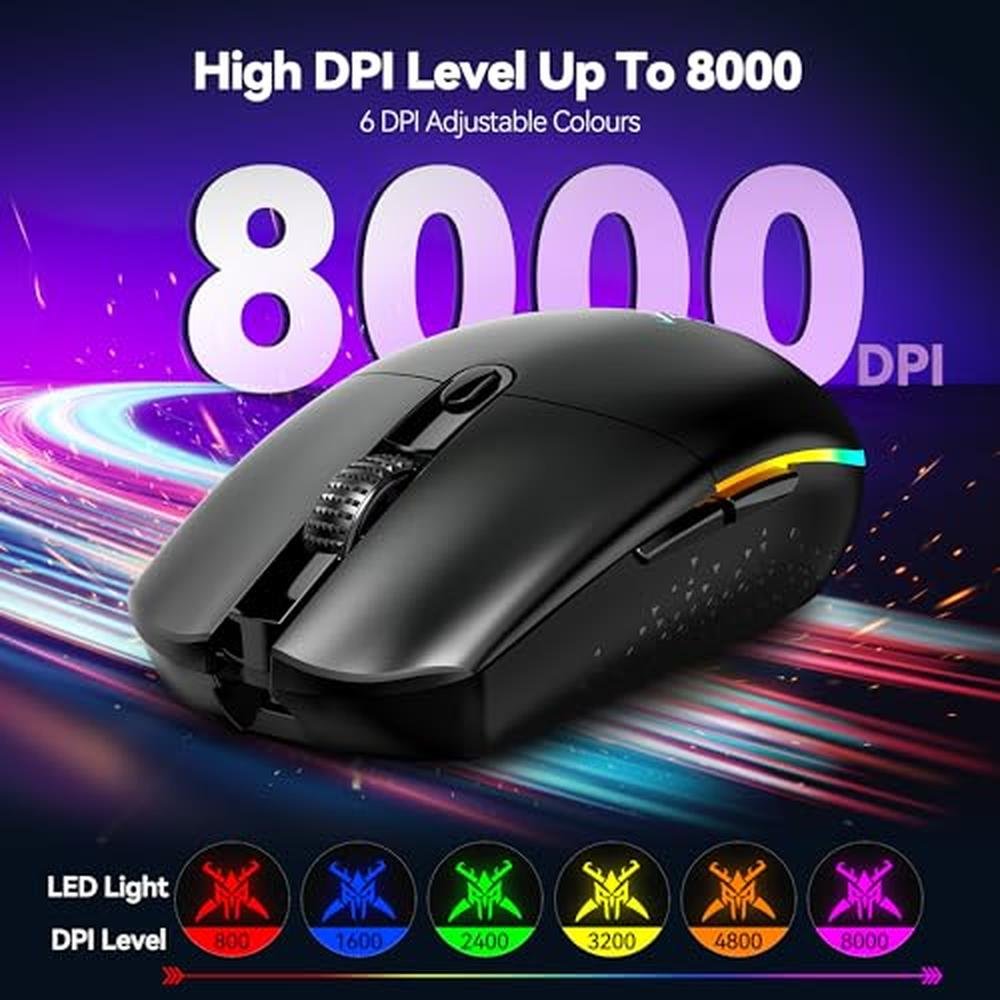 TECKNET Wireless Gaming Mouse Rechargeable – Side View