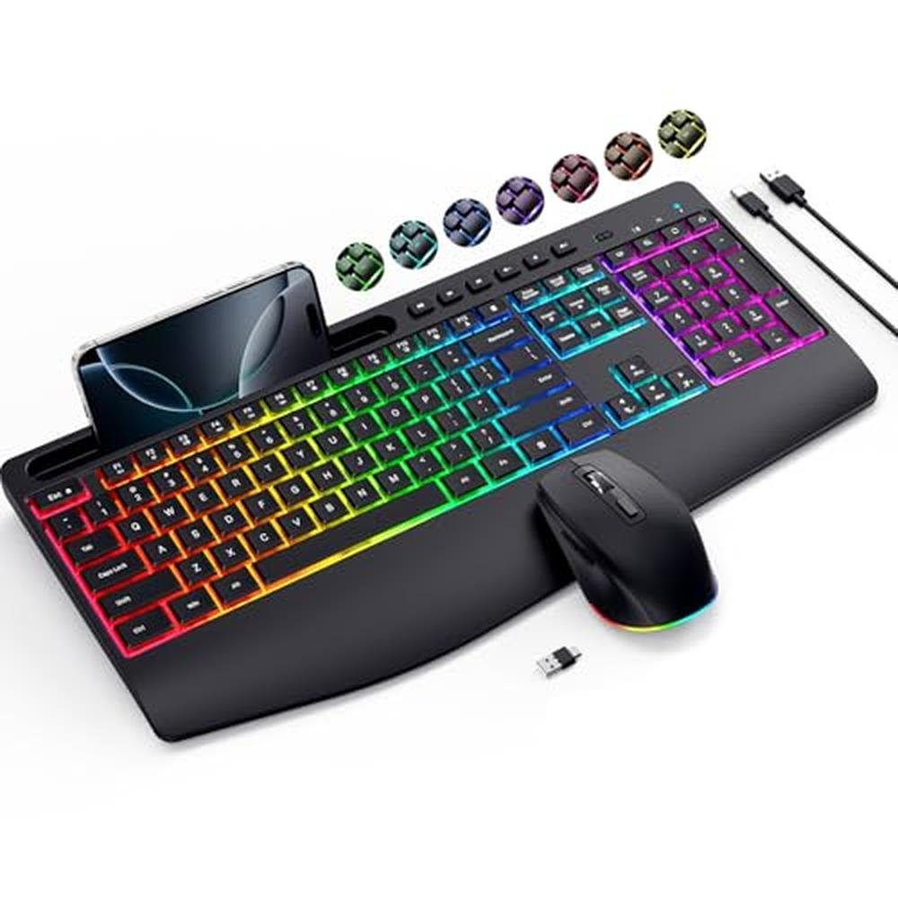 Wireless Keyboard Mouse: VEILZOR 2.4G Rechargeable Keyboard – Front View