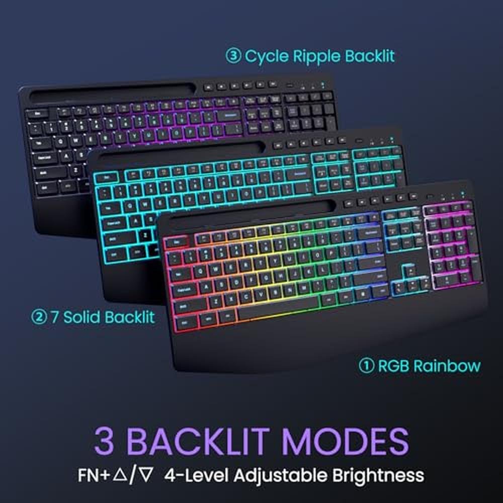 Wireless Keyboard Mouse: VEILZOR 2.4G Rechargeable Keyboard – Side View