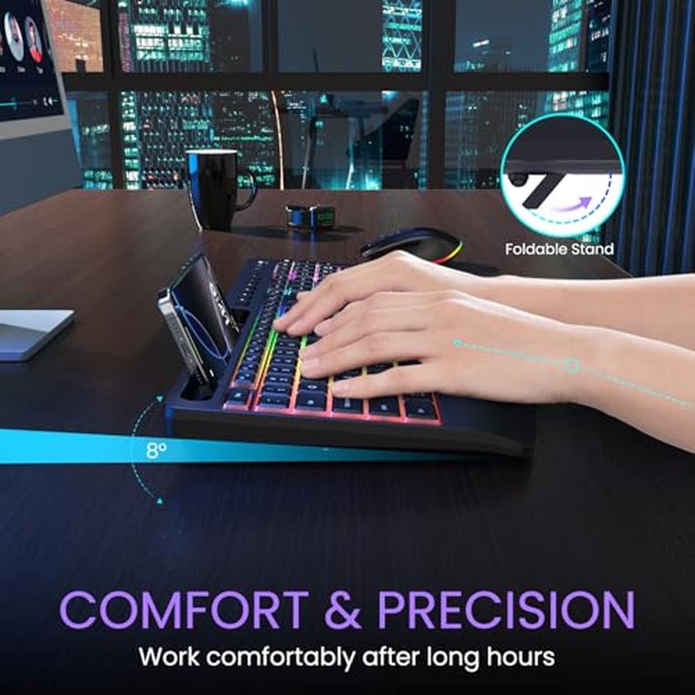 Wireless Keyboard Mouse: VEILZOR 2.4G Rechargeable Keyboard – Close-up Detail