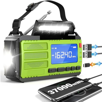 Emergency Radio: Rychi 10000wAh/37000mWh Hand Crank Radio – Front View