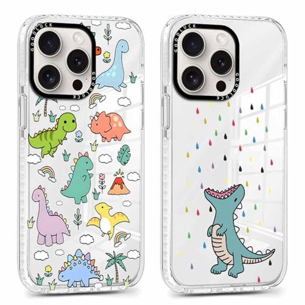 Cartoon Animals: RUMDEY 2 Pack Cute Clear Dinosaur Phone – Side View