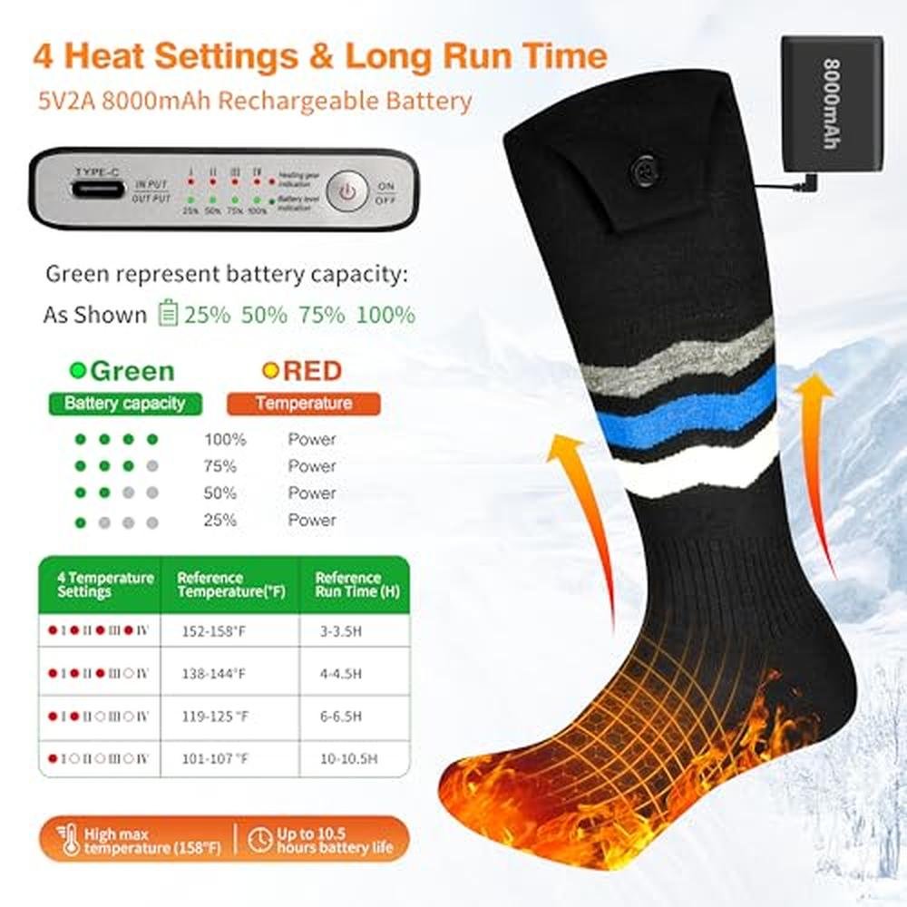 Premium Heated Socks for Men and Women – Side View