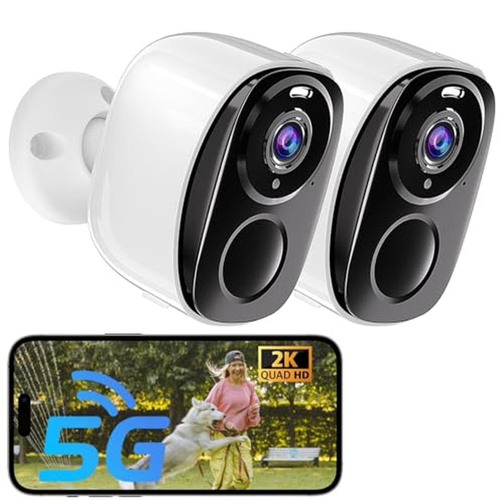 Security Camera: 2Pack 5G 2.4G Wireless Outdoor 2K Camera – Front View